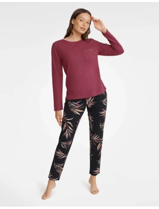 Záhradné pyžamo 40929-83X Bordó a čierna - Henderson Ladies Záhradné pyžamo 40929-83X Bordó a čierna - Henderson Ladies