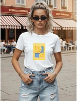 Dámske tričko s letným potlačou na prednej strane, biele, FashionStreet NX8026RY Dámske tričko s letným potlačou na prednej strane, biele, FashionStreet NX8026RY