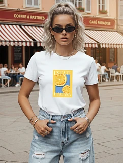 Dámske tričko s letným potlačou na prednej strane, biele, FashionStreet NX8026RY
