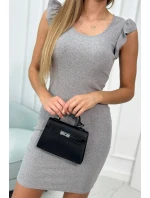 Šaty s nariasenými rukávmi šedé