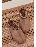 Dětské zimní boty pro mládež s výšivkou na platformě Khaki Jolisse