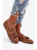 Dámské mokasíny ploché s třásněmi hnědé Marilisse