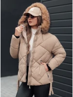 Dámska zimná bunda LESISI prešívaná s kapucňou béžová FashionStreet TY4715