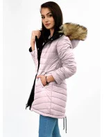 Dámska obojstranná zimná bunda s kapucňou tmavomodrá a ružová (w211)