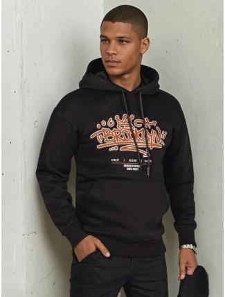 Pánska mikina s potlačou čierna FashionStreet BX5665