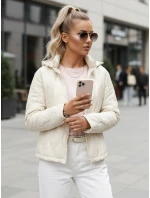 Dámska prešívaná bunda s kapucňou ecru FashionStreet TY5533 Dámska prešívaná bunda s kapucňou ecru FashionStreet TY5533
