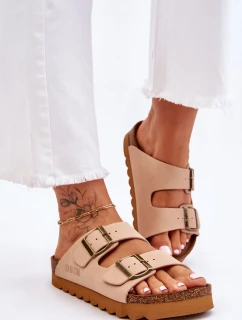 Klasyczne Damskie Klapki Big Star LL274478 Beżowe