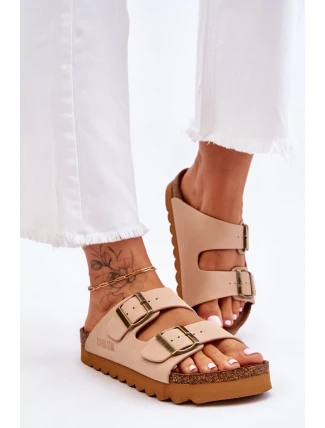 Klasyczne Damskie Klapki Big Star LL274478 Beżowe