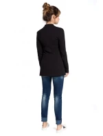 B030 Pletená bunda bez goliera - čierna