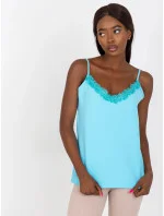 Dámsky top s čipkou 507650 svetlo modrý - FPrice