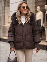 Dámska prešívaná zimná bunda s kožušinou, hnedá, FashionStreet TY5743 Dámska prešívaná zimná bunda s kožušinou, hnedá, FashionStreet TY5743