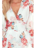 FRANCES - Dámske šifónové šaty s dekoltom as kvetinovým vzorom 388-2