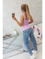 Blúzka bez ramienok s volánikmi vo fialovej farbe Blúzka bez ramienok s volánikmi vo fialovej farbe