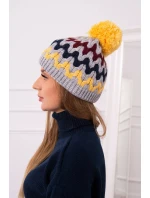 Dámska čiapka Laila K283 tmavo šedá + žltá