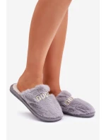 Kapcie Damskie Z Futerkiem I Napisem Szare Kalelia Kapcie Damskie Z Futerkiem I Napisem Szare Kalelia