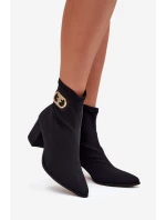 Dámske topánky na podpätku so zlatými detailmi Zazoo 3128 Black