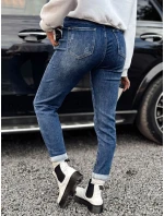 Dámske džínsové nohavice JELVANI s opaskom v modrej farbe FashionStreet UY2236