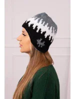 Dámska čiapka Nikol K405 tmavo šedá+biela+čierna