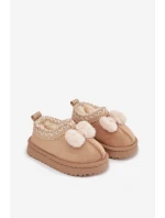 Dětské sněhule s výšivkou a mašlí Béžové Daven