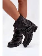 Zateplené dámské kotníkové boty s řaseným horním lemem černé Gracine