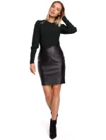 Dámska mini sukňa z umelej kože M527 čierna - Moe