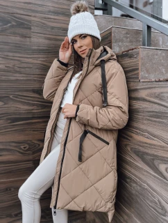 Dámska zimná bunda oversize MELODY s kapucňou béžová FashionStreet TY3990