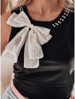 Dámska košeľa bez ramienok s mašľou PERBOW čierna FashionStreet RY2733