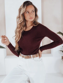 Dámsky rebrovaný sveter NOLVIE bordová FashionStreet MY2493