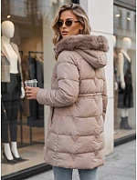 Dámska zimná prešívaná bunda s kapucňou, svetlo béžová, FashionStreet TY5823 Dámska zimná prešívaná bunda s kapucňou, svetlo béžová, FashionStreet TY5823