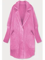 Dlhý ružový vlnený prehoz cez oblečenie typu alpaka (7102#)