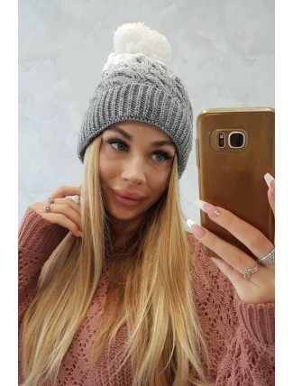 Fleecová čiapka Ilona K218 sivá+biela