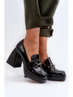 Półbuty Lakierowane Damskie Na Słupku Czarne D&A MR38-906