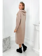 Dlhé šaty s kapucňou 9623 Tmavo béžová - K-Fashion Dlhé šaty s kapucňou 9623 Tmavo béžová - K-Fashion