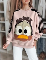 Dámska nadrozmerná mikina so záplatami CUTE MAKEX ružová FashionStreet BY1493 Dámska nadrozmerná mikina so záplatami CUTE MAKEX ružová FashionStreet BY1493