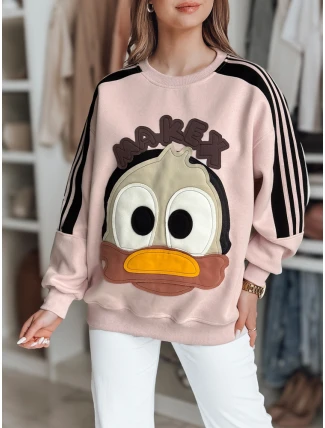 Dámska nadrozmerná mikina so záplatami CUTE MAKEX ružová FashionStreet BY1493 Dámska nadrozmerná mikina so záplatami CUTE MAKEX ružová FashionStreet BY1493