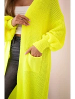 Sveter dlhý sveter žltý neónový
