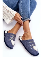 Damskie Klasyczne Kapcie Wsuwane Ocieplane Niebieskie Mabira