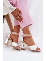 Lakierowane Sandały Damskie Na Słupku Vinceza 20266 Białe