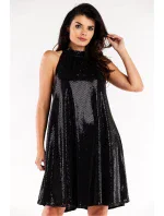 Dámske šaty A563 Čierna s flitrami - Awama