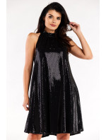 Dámske šaty A563 Čierna s flitrami - Awama