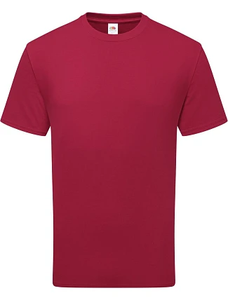 Tričko Fruit of the Loom Pure Cotton T z hrubej bio bavlny 16.1362, farba cranberry