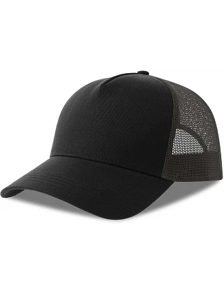 Atlantis Headwear Rapper Cotton-S 5-panelová truckerová čiapka 33.0260 čierna/tmavošedá