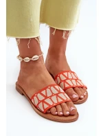 Klapki Damskie Na Płaskim Obcasie Pomarańczowe Traivea