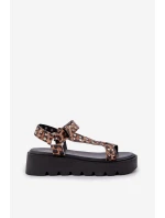 Zdobione Sandały Na Platformie Panterka Brązowe Tatellia