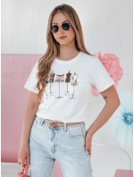 Dámske bavlnené tričko s potlačou MANETEE biele FashionStreet RY2728 Dámske bavlnené tričko s potlačou MANETEE biele FashionStreet RY2728