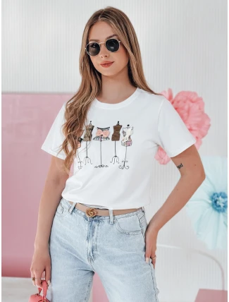 Dámske bavlnené tričko s potlačou MANETEE biele FashionStreet RY2728 Dámske bavlnené tričko s potlačou MANETEE biele FashionStreet RY2728