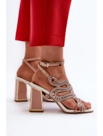 Zdobione Sandały Damskie Na Słupku D&A CR952 Różowe