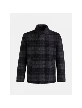 Pánska vlnená teplá košeľa / bunda Style G77965060-149 Black with Dark Grey - Peak