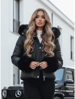Dámska zimná bunda YOUWARM krátka prešívaná s kožušinou čierna FashionStreet TY5006 Dámska zimná bunda YOUWARM krátka prešívaná s kožušinou čierna FashionStreet TY5006