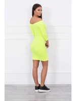 Pruhované vypasované šaty žlté neónové